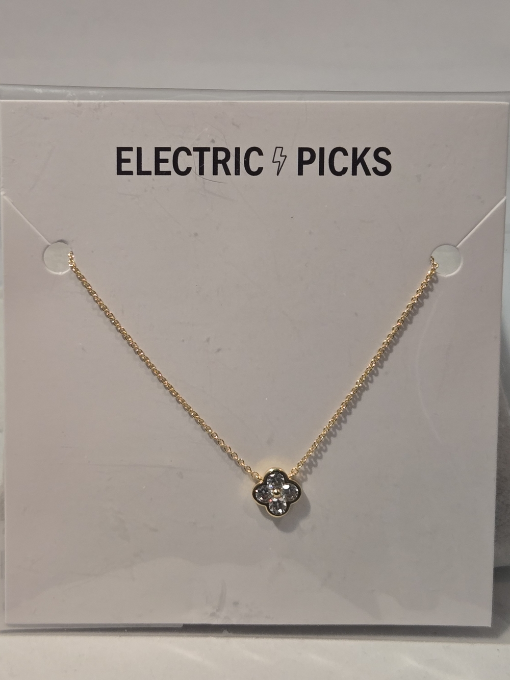 Electric Picks Gold Camilla Necklace with Clear Stones